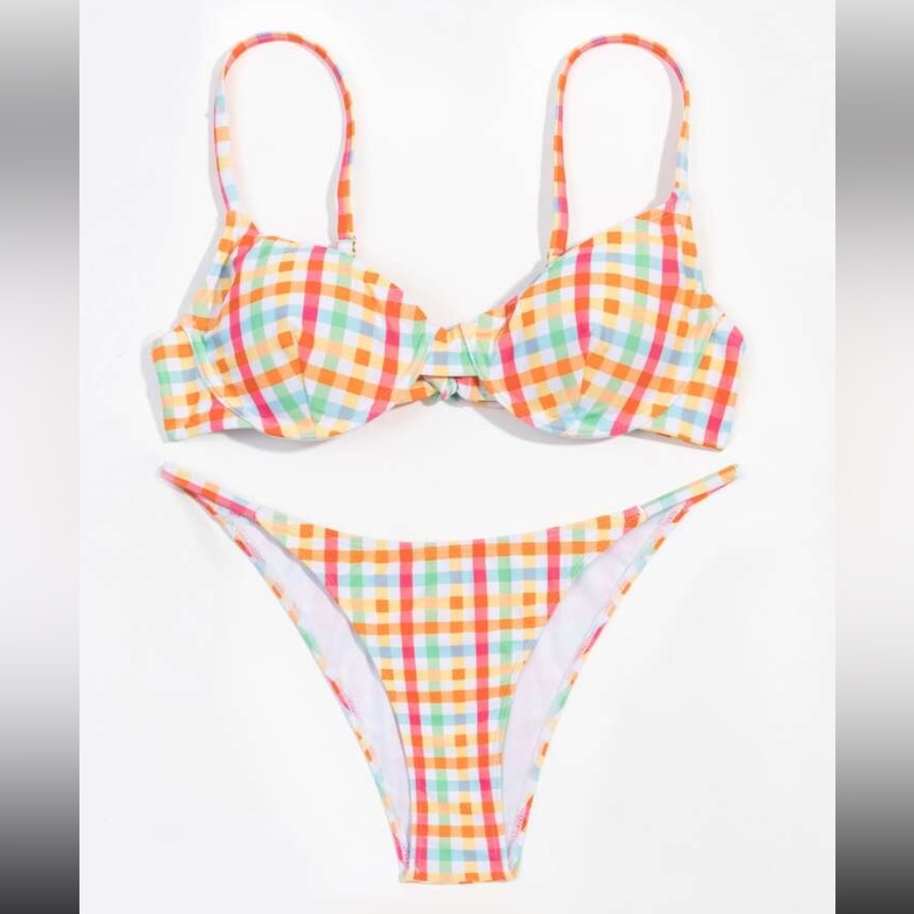 Colorful Plaid Bikini Set